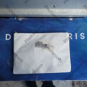 New Without Tag Dior White Embossed Women Cosmetic Bag